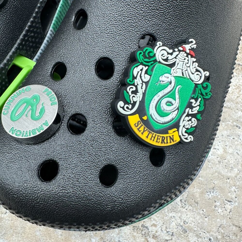Crocs Harry Potter Slytherin Classic Clog Black Green Jibbitz Unisex M5 W7 NWT - Picture 8 of 13